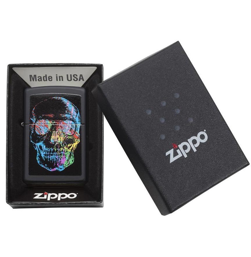 Zippo 28042 Windproof Lighter Colorful Skull, Black Matte