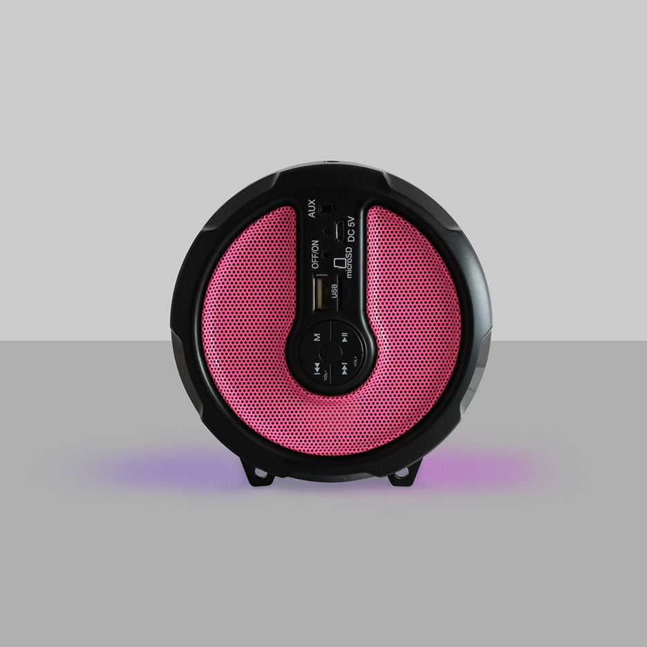 AXESS SPBL1044PK Vibrant Plus Bluetooth Speaker with Disco LED Lights In Pink