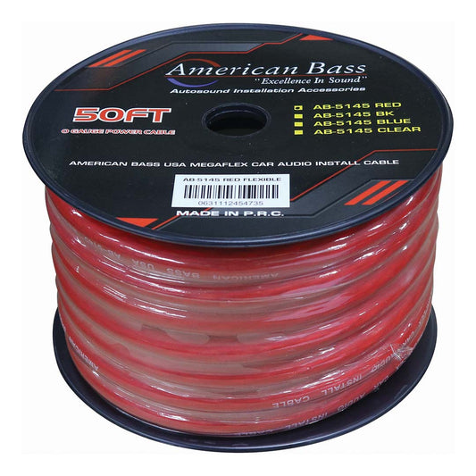 American Bass AB5145RED Power Wire 1/0 Gauge 50 Foot  Red