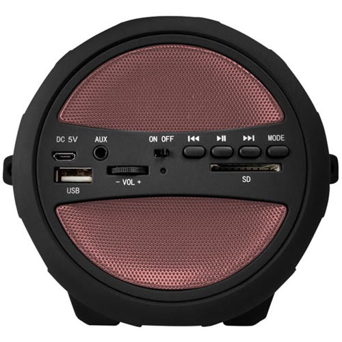 Axess SPBT1041PK Portable Bluetooth Cyl Loud Speaker w/ FM USB AUX Pink