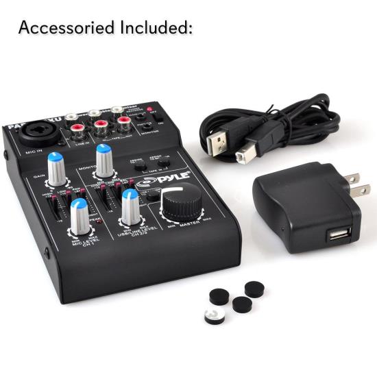 Pyle PAD20MXU 5-Channel Professional Compact Audio DJ Mixer With USB Interface