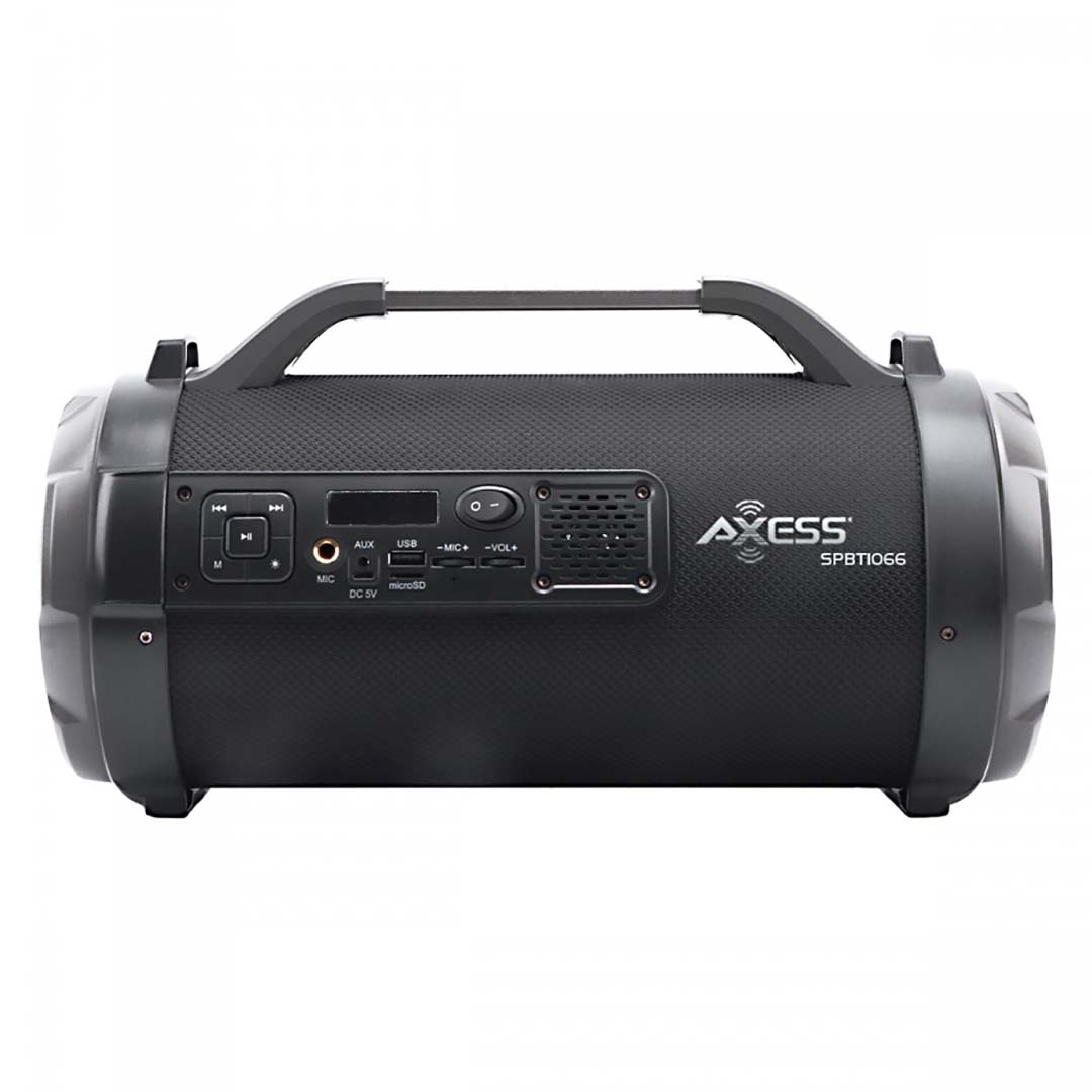 Axess SPBT1066BK 4" Bluetooth Portable Speaker w/LEDs & Mic/SD/USB Inputs  Black