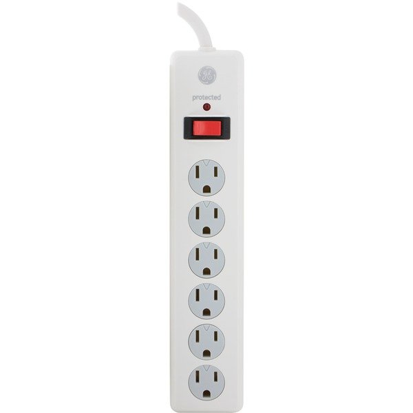 GE 14092 6-Outlet Surge Protector (White, 10ft Cord)