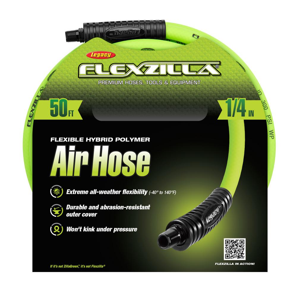Flexzilla HFZ1450YW2 Air Hose 1/4In X 50Ft 1/4In MNPT Fittings