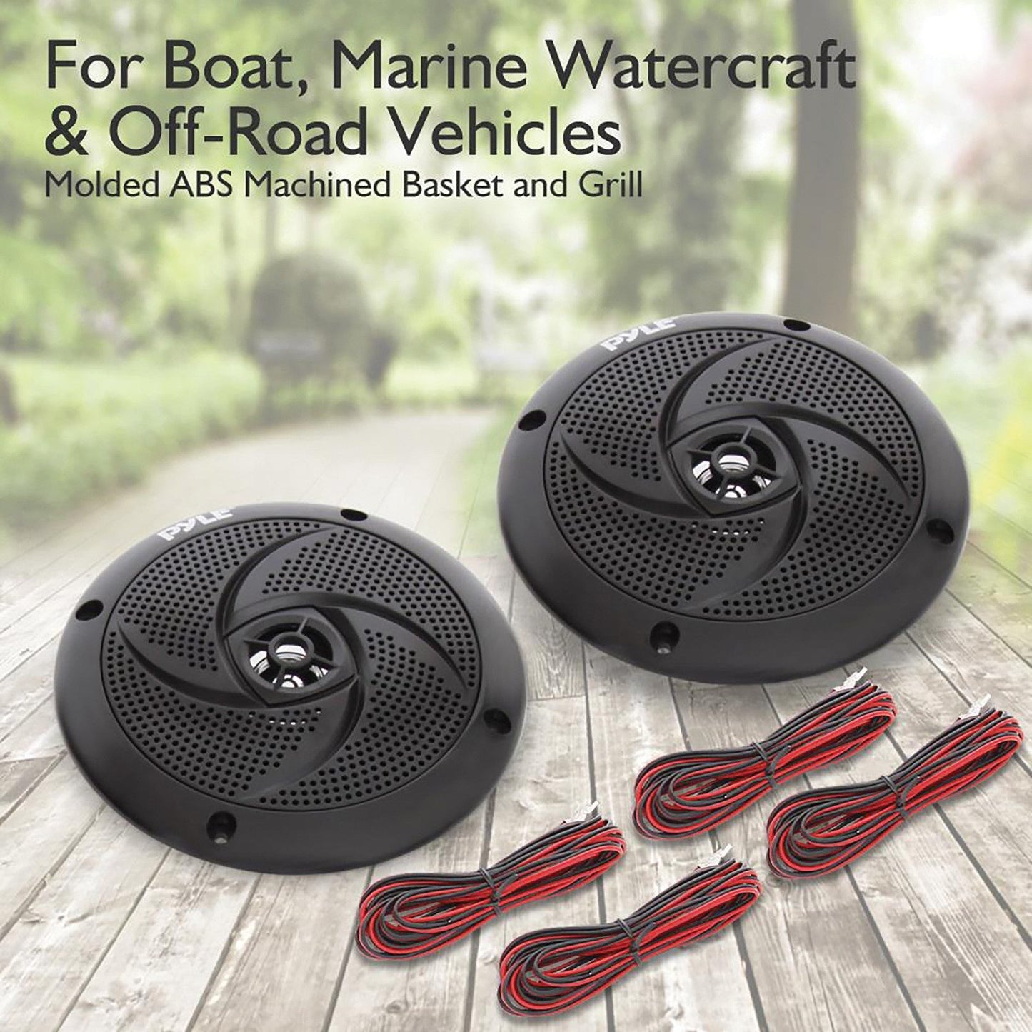 Pyle PLMRS43BL 4" 100W Low-Profile Waterproof Marine Speakers w/LEDs