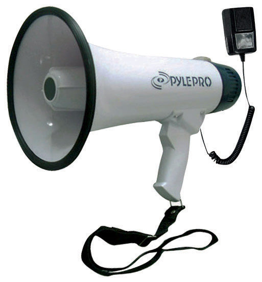 Pyle PMP45R Bullhorn Megaphone, Rechargeable Battery,10 Second Memory Record, Detachable Microphone, Siren