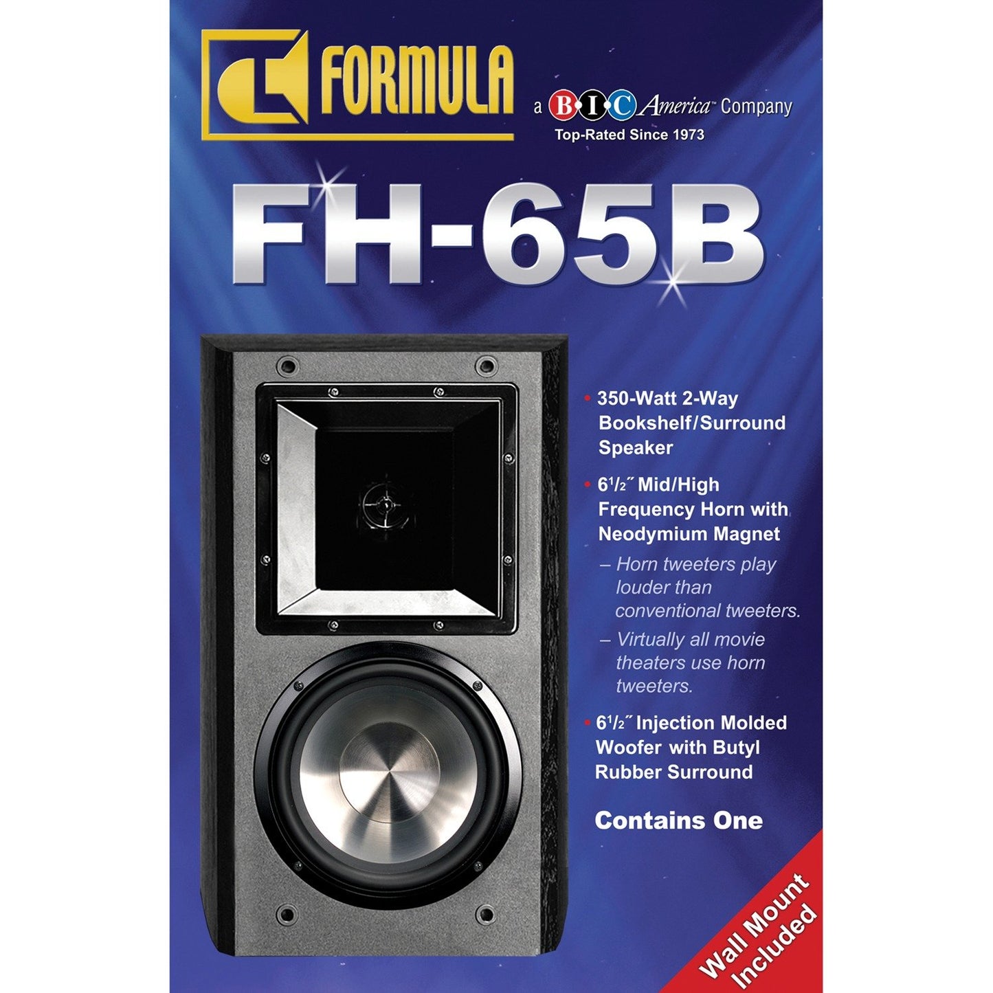 BIC AMERICA BICFH65B Formula Series 6-1/2" 350W 2-Way Bookshelf Surround Speaker