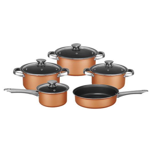 Brentwood Appliances BPS-309C 9pc Nonstick Copper-Clad Cookware Set w/Glass Lids