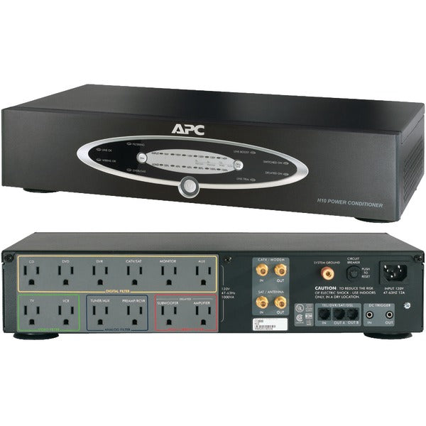 Apc H10BLK 12-Outlet H-Type Rack-Mountable Power Conditioner wCoaxial Protection