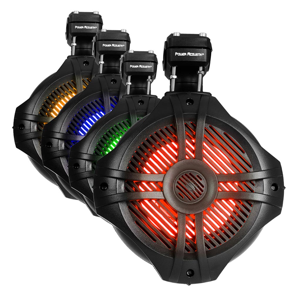 Power Acoustik MWT80BL Marine 8" 2-Way Wakeboard Speakers w/RGB LED
