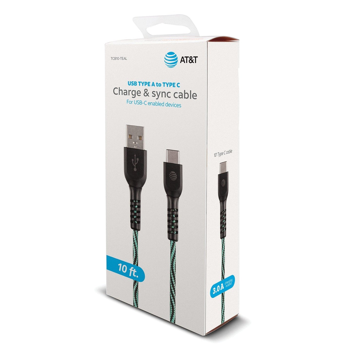 AT&T  TCB10-TEAL 10-Foot Charge and Sync USB - Type-C Cable (Green)