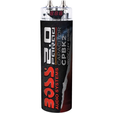 Boss Audio CPBK2 2 Farad Capacitor w/ Digital Voltage Display Black