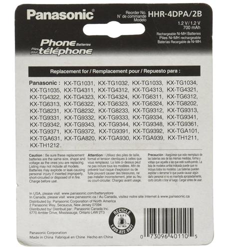 Panasonic Consumer 4DPA 2 Pk AAA Nimh Rechargeable Batteries