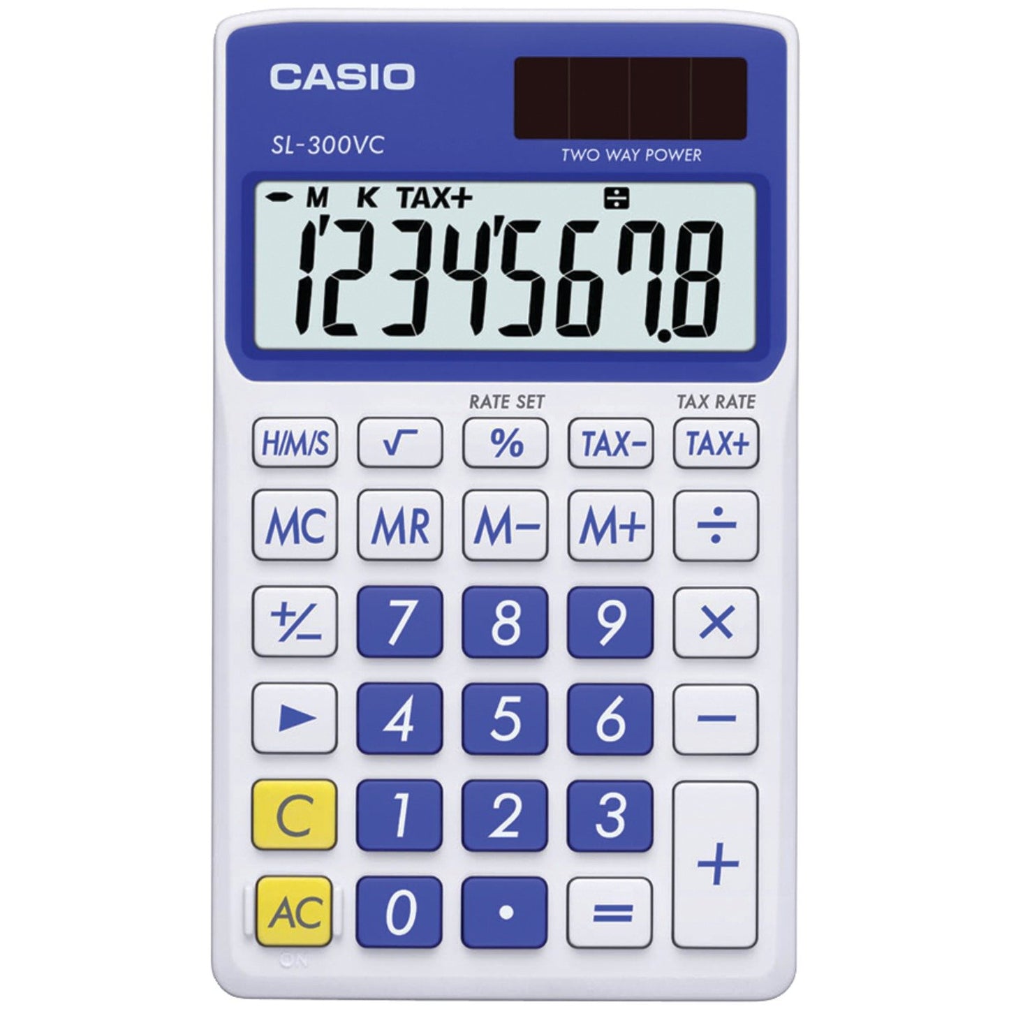 Casio SL300VCBESIH Solar Wallet Calculator with 8-Digit Display (Blue)