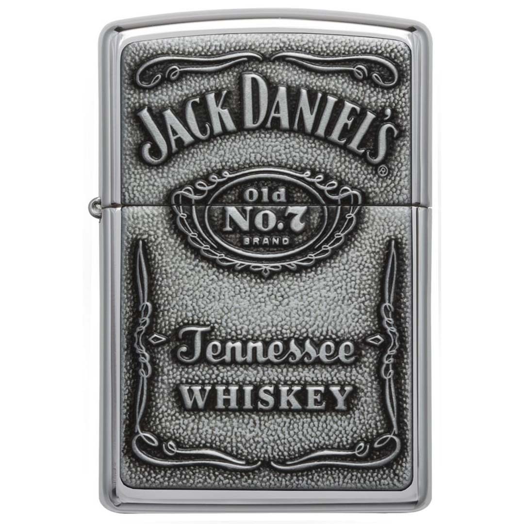 Zippo 250JD427 Windproof Lighter Jack Daniels Label-Pewter Emblem, Chrome