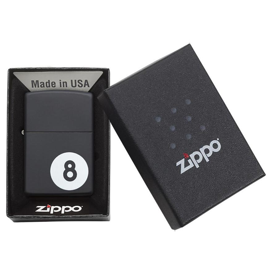 Zippo 28432 Windproof Lighter Billiards 8-Ball, Black Matte