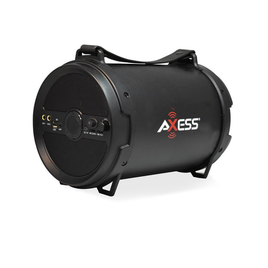 AXESS SPBT1040BK Portable Bluetooth Cylinder Loud Speaker Built-In 6" Sub Black