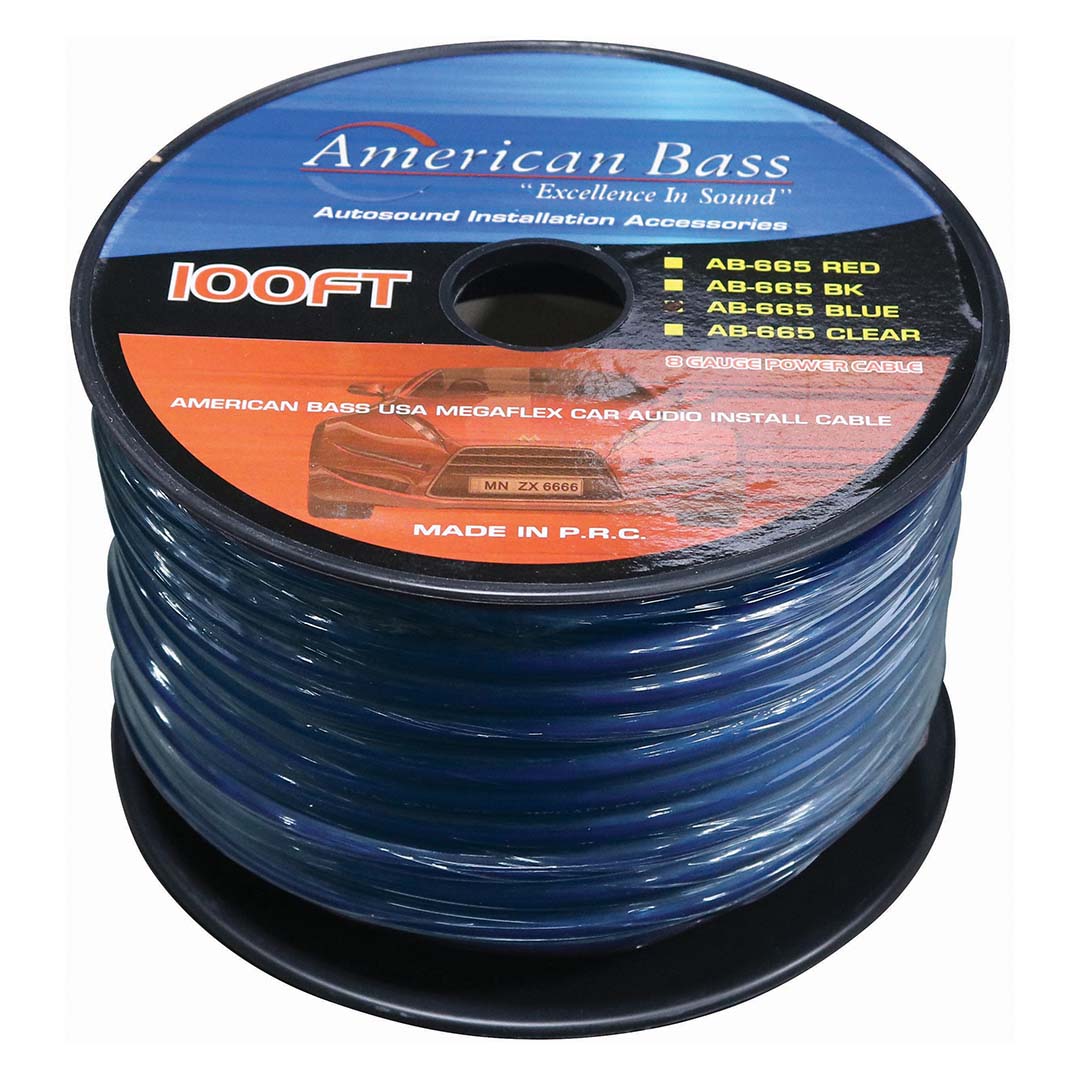 American Bass 8GBL Power Wire 8 Gauge 100 Foot  Blue