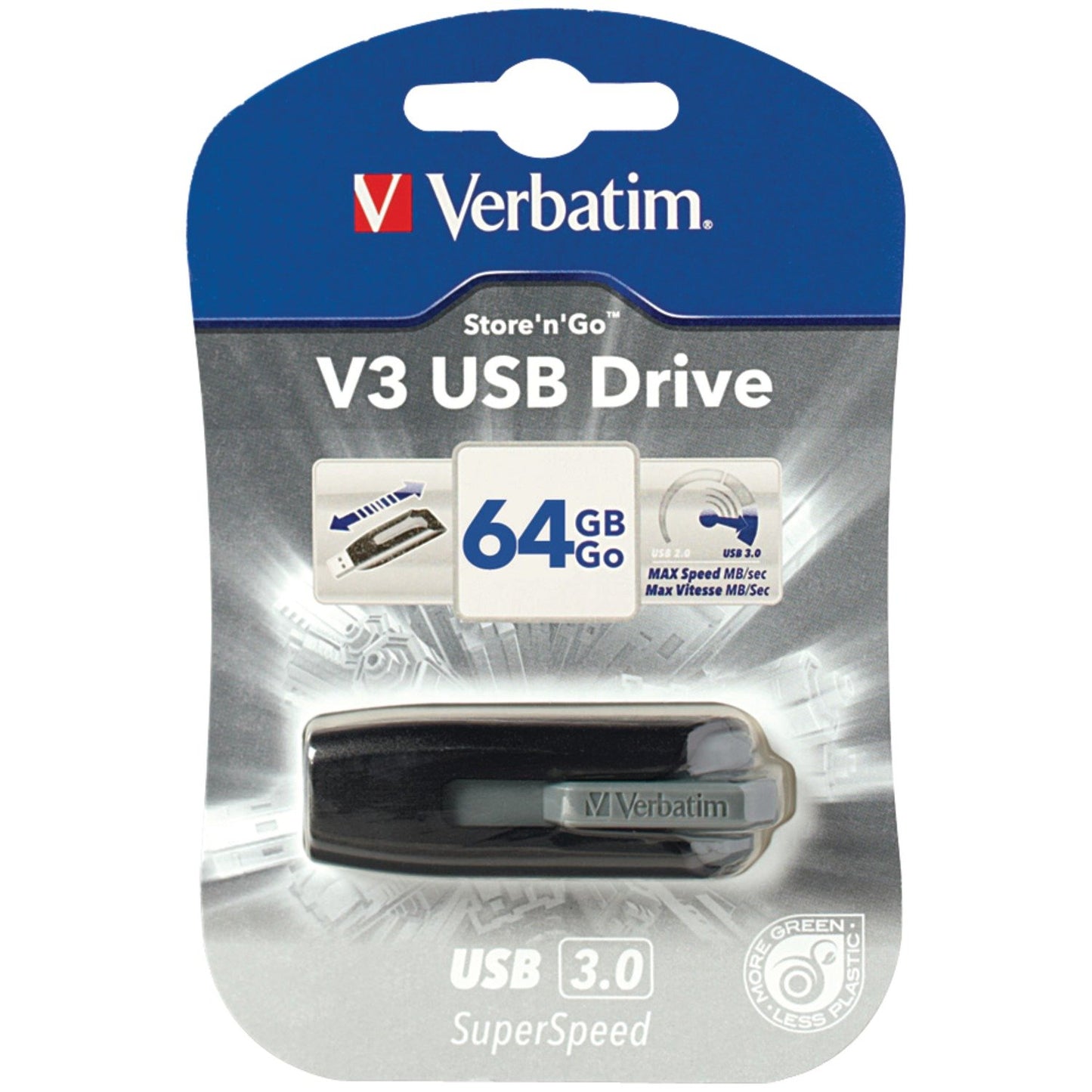 Verbatim 49174 SuperSpeed USB 3.0 Store 'n' Go V3 Flash Drive (64GB)