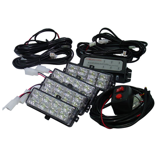 Street Vision SV4LED281W L.E.D Grill Strobe Light Kit4 Pods  White