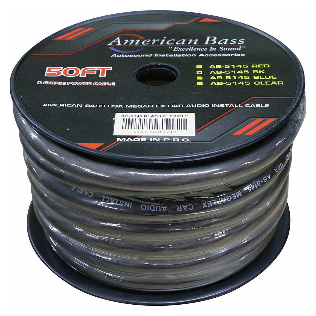 American Bass AB5145BLACK Power Wire 1/0 Gauge 50 Foot  Black