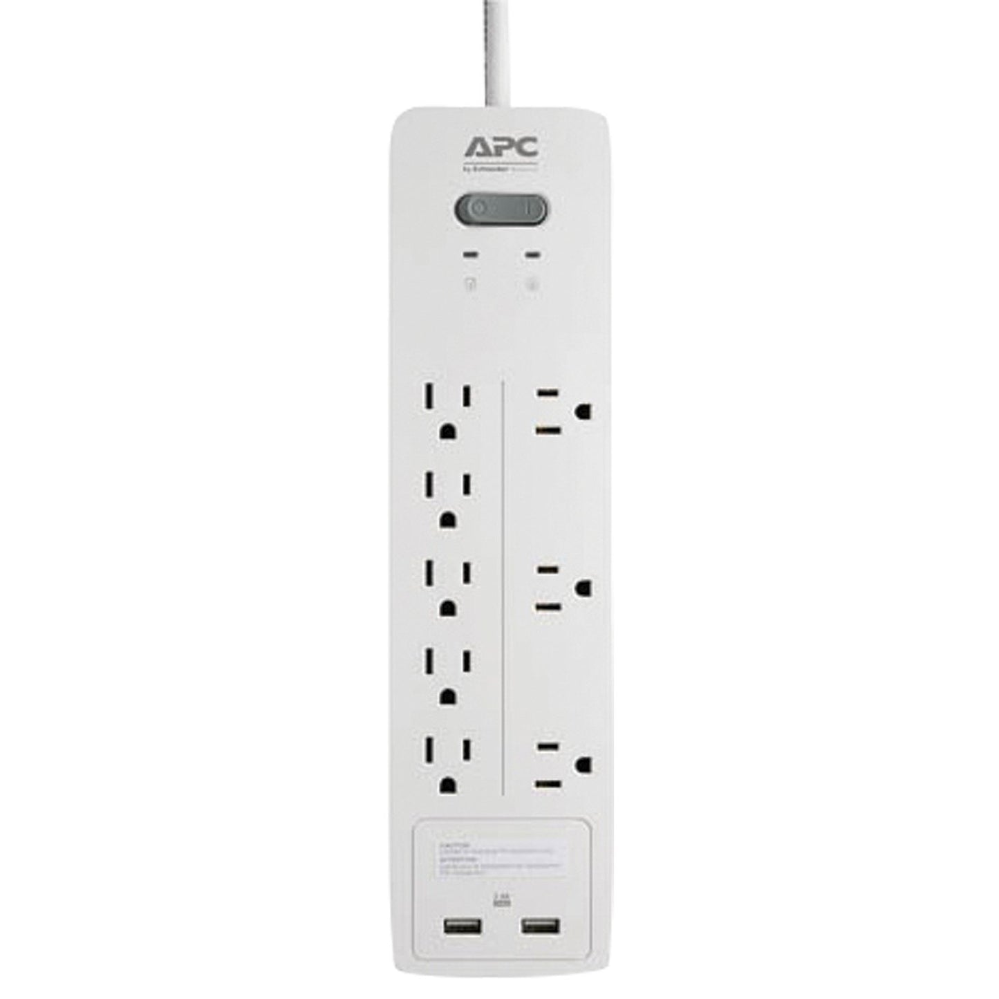 APC PH8U2W Home Office SurgeArrest® 8-Outlet Power Strip with 2 USB Ports