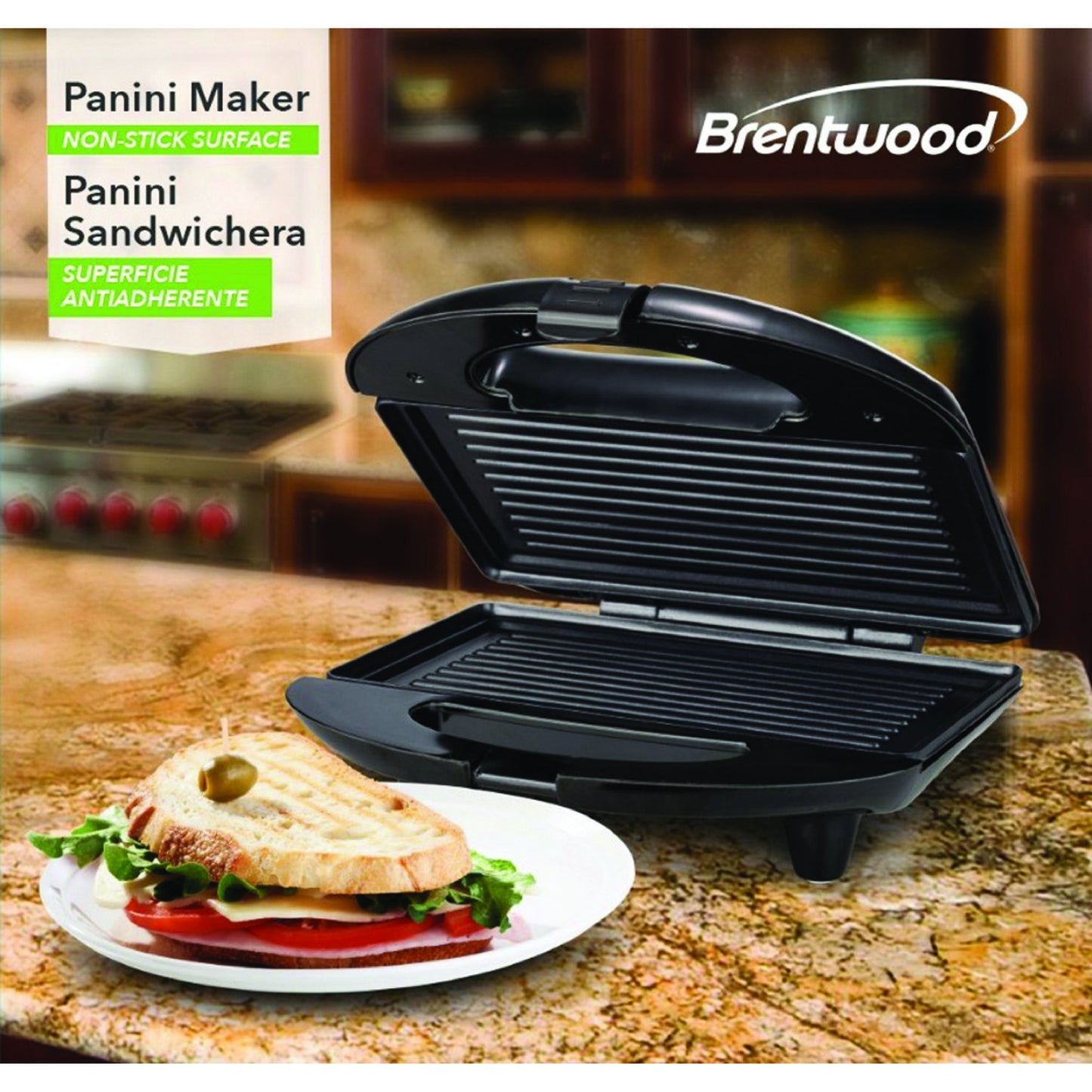 Brentwood Appl. TS-246 Nonstick Panini Press & Sandwich Maker (Black)