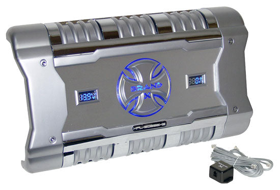 Brand-X XFLSQ588X2 588-Watt 2-Channel Mosfet Amplifier with Digital Voltage/Amperage Display