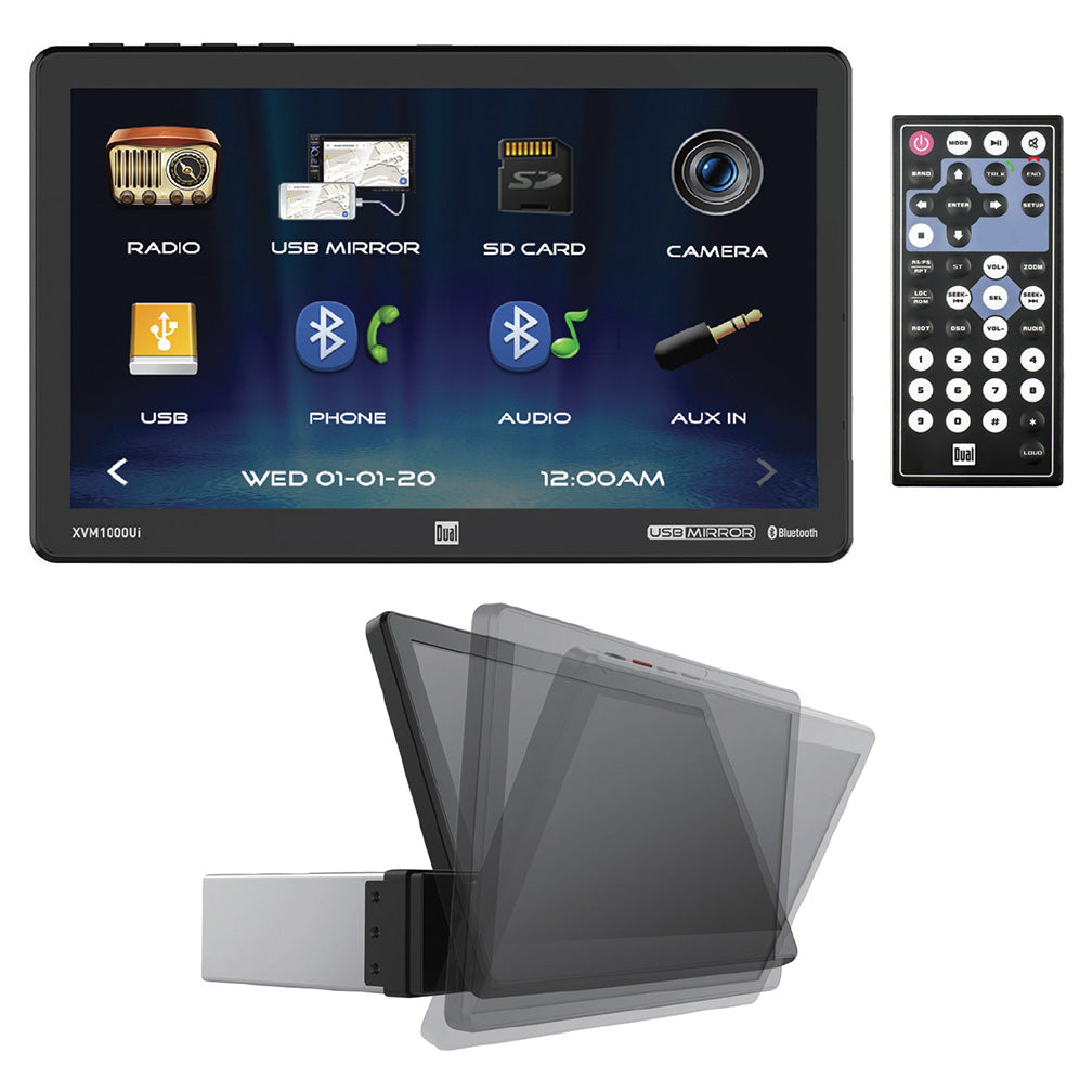 XVM1000UI Dual 10.1" Screen Mechless Single Din With Mirroring Bluetooth