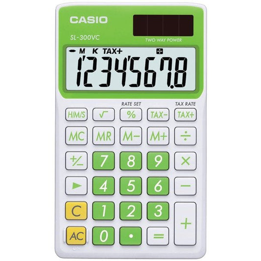 Casio SL300VCGNSIH Solar Wallet Calculator with 8-Digit Display (Green)