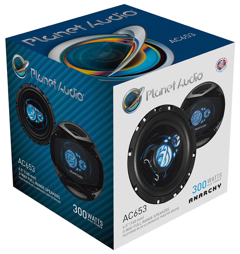 Planet Audio AC653 6.5" 300 Watts Max 3 Way LED Illuminated Tweeters