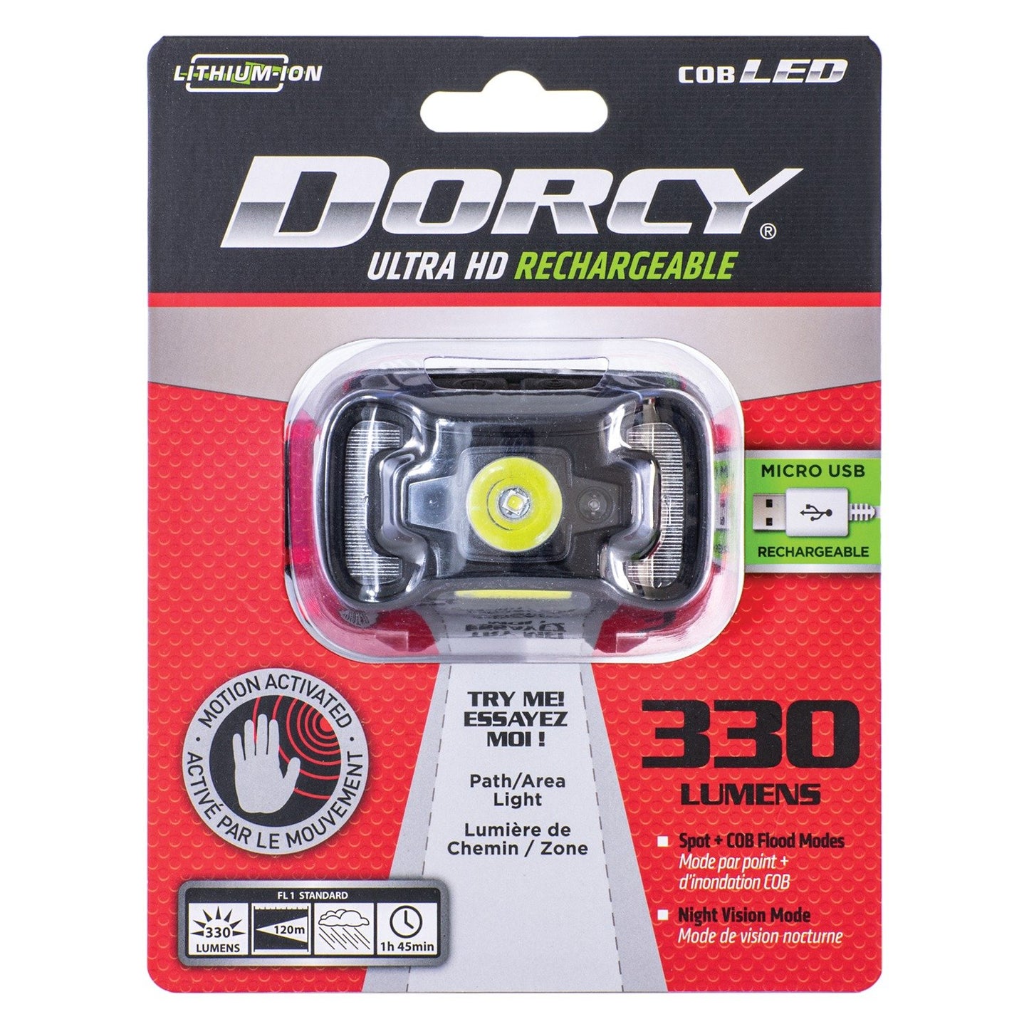 Dorcy 41-4359 330-Lumen USB Rechargeable Motion Sensor Headlamp
