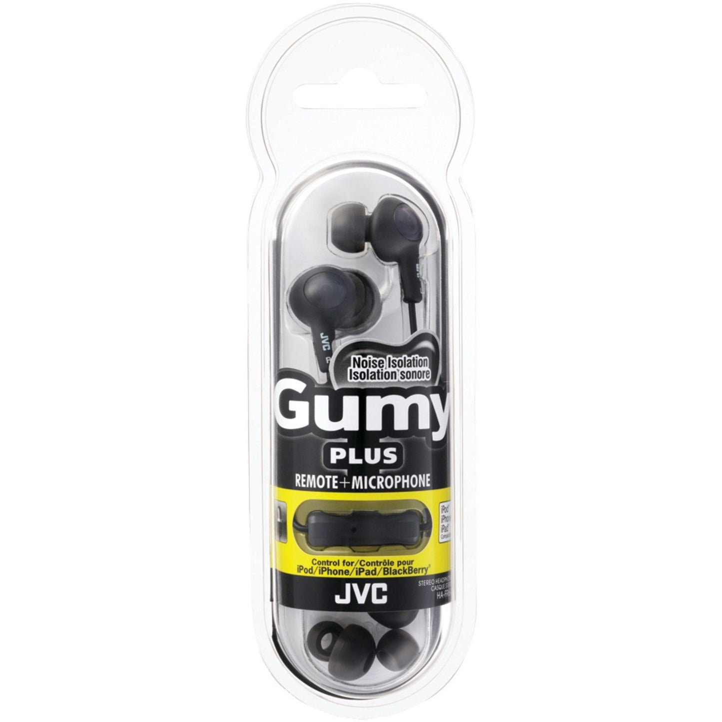 JVC HAFR6B Gumy Plus Earbuds w/Remote & Microphone (Black)
