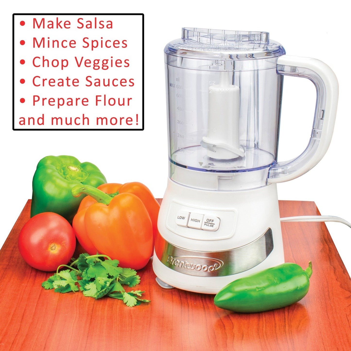 Brentwood Appl. FP-549W 3-Cup Food Processor (White)