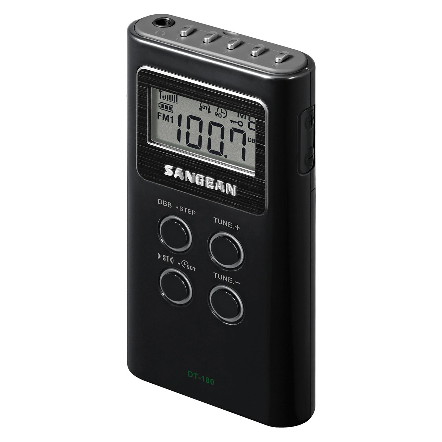 SANGEAN SNGDT180B Portable Pocket AM/FM Digital Clock Radio (Black)