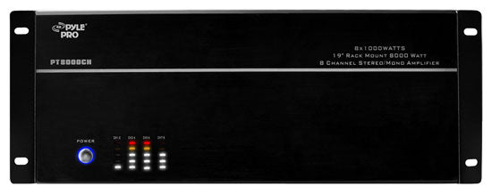 Pyle PT8000CH 19'' Rack Mount 8000 Watt 8 Channel Stereo/Mono Amplifier