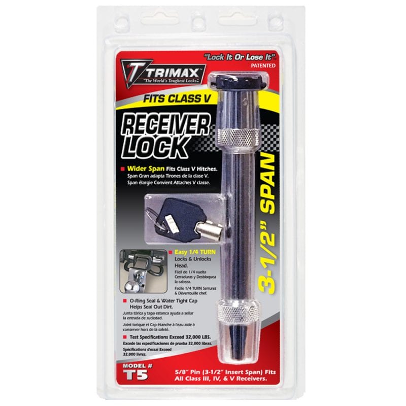 Trimax T5T Premium Keyed Receiver Lock   5/8 x 3-1/2 Span