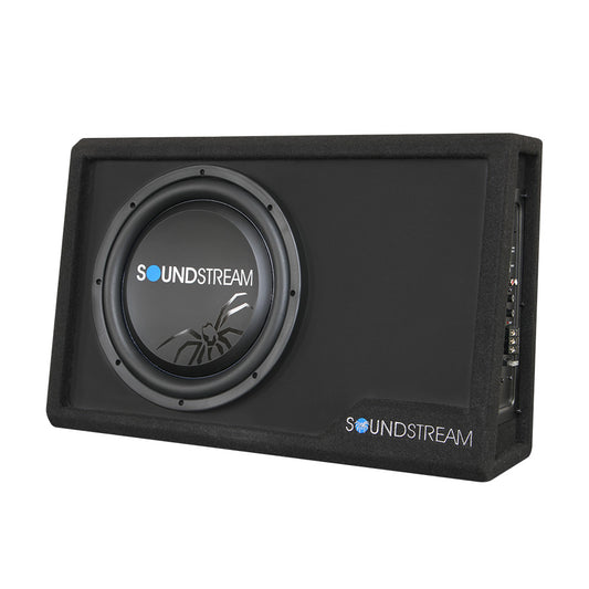 SoundStream PSB10A 300W Amplified Wedge Enclosure Box w/ 10" Shallow Subwoofer