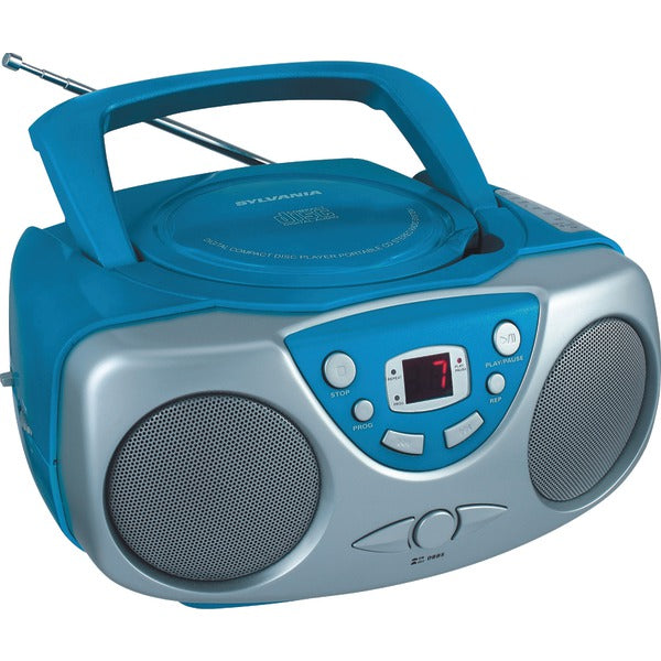 Sylvania SRCD243 Portable CD Player with AM/FM Radio Blue Boombox