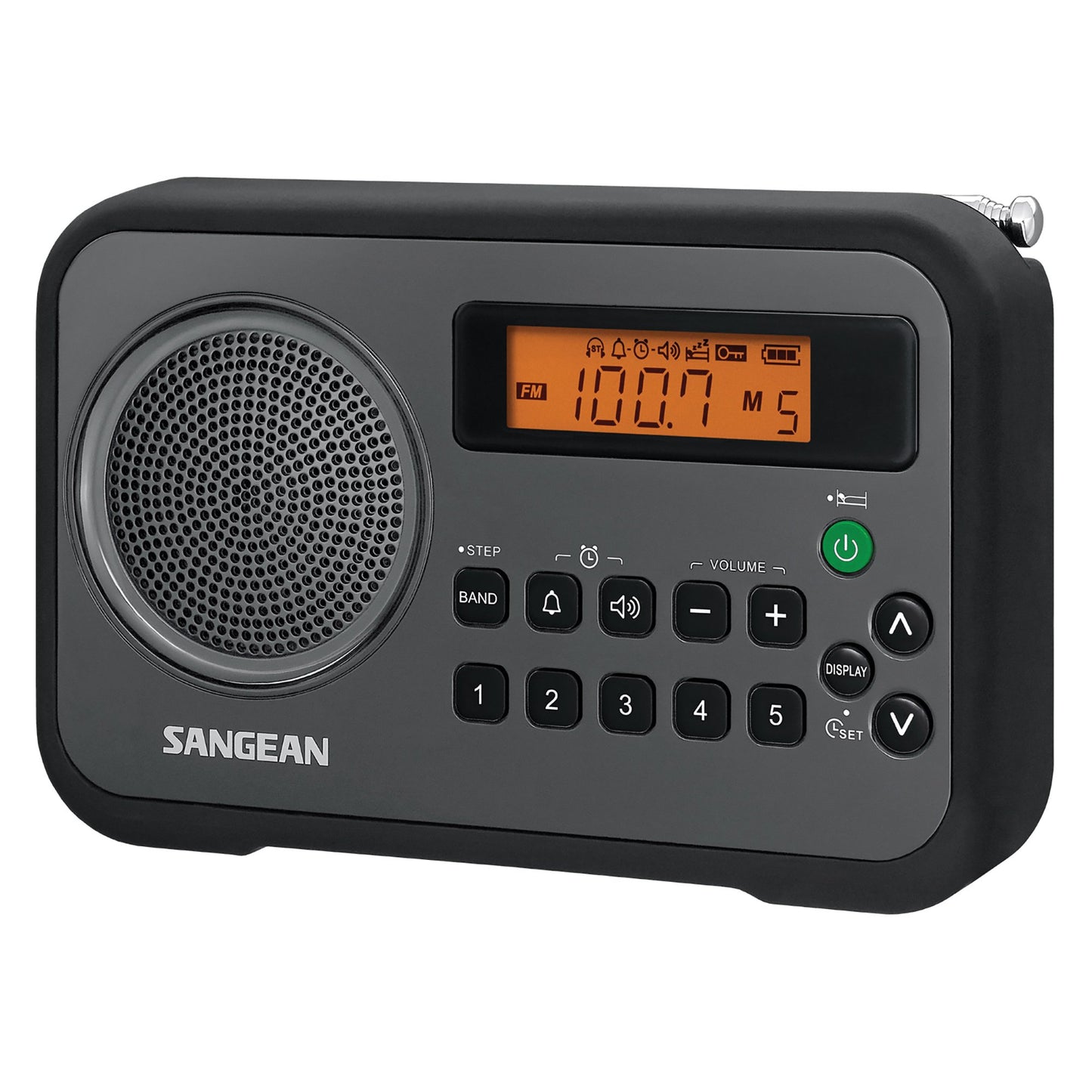 SANGEAN SNGPRD18BK AM/FM Digital Portable Receiver with Alarm Clock (Black)