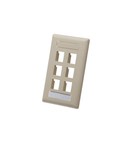 Icc IC107S06IV Faceplate, Id, 1-gang, 6-port, Ivory