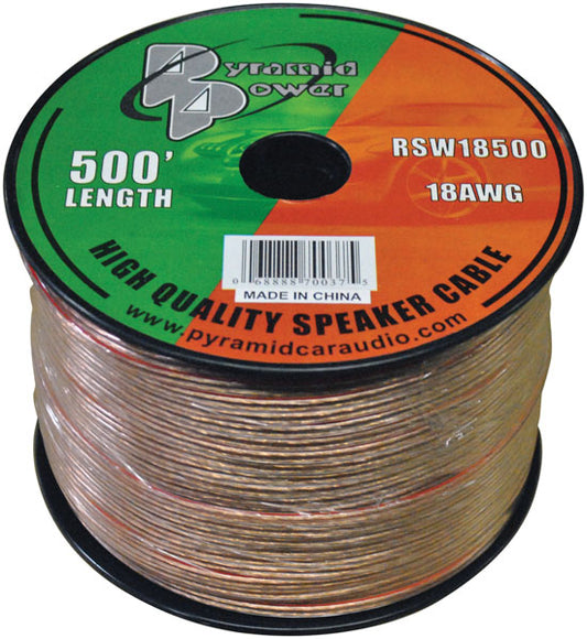 Pyramid RSW18500 500' foot ft 18 Gauge Speaker Wire
