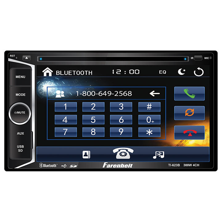 Farenheit TI623B D.Din AM/FM 6.2" Touchscreen with DVD & BT