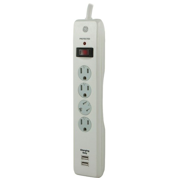 GE 14090 4-Outlet Surge Protector w/2 USB