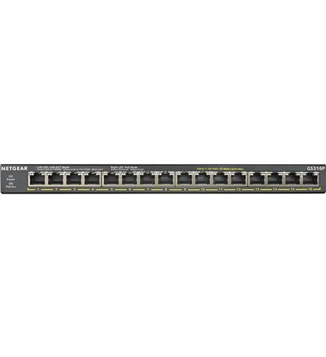 Netgear GS316P-100NAS 16 Port Gig Unmanaged Poe