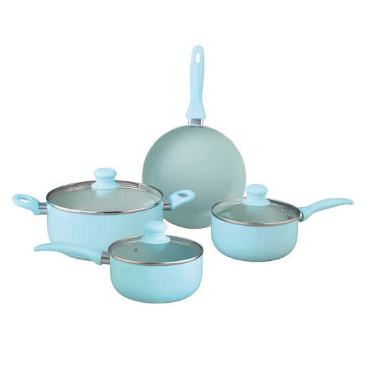 Brentwood Appl. BPS-207BL 7-Piece Aluminum Non-Stick Cookware Set (Blue)