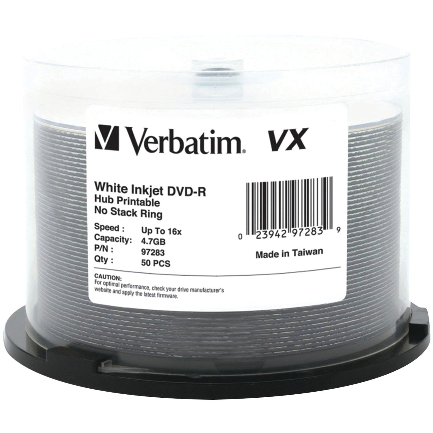 Verbatim 97283 4.7GB 120-Minute 16x VX Hub Inkjet Printable DVD-Rs, 50-ct