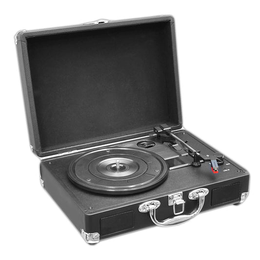 Pyle PVTT2UBK Retro Belt-Drive Turntable with USB-to-PC Connection, Rechargeable Battery (Black)