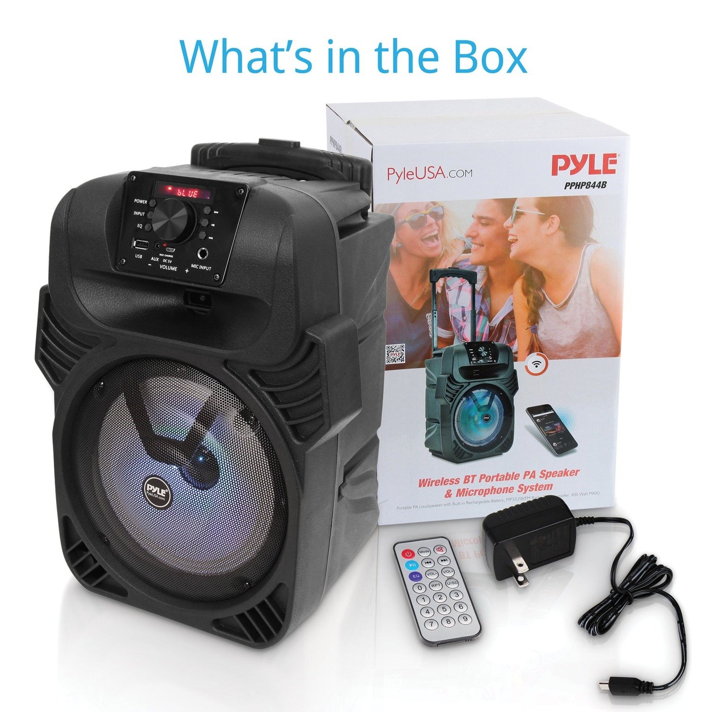 Pyle PPHP844B Portable Bluetooth PA Speaker and Microphone System