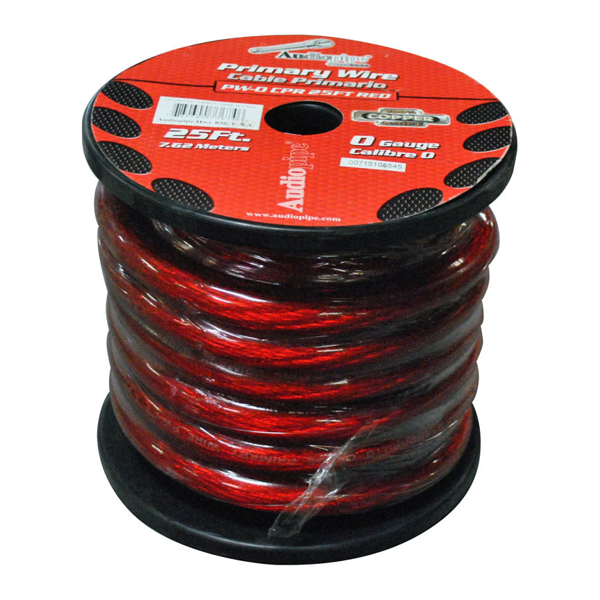 Audiopipe PW025CPRRD 0 Gauge 25Ft Copper Power Cable Red